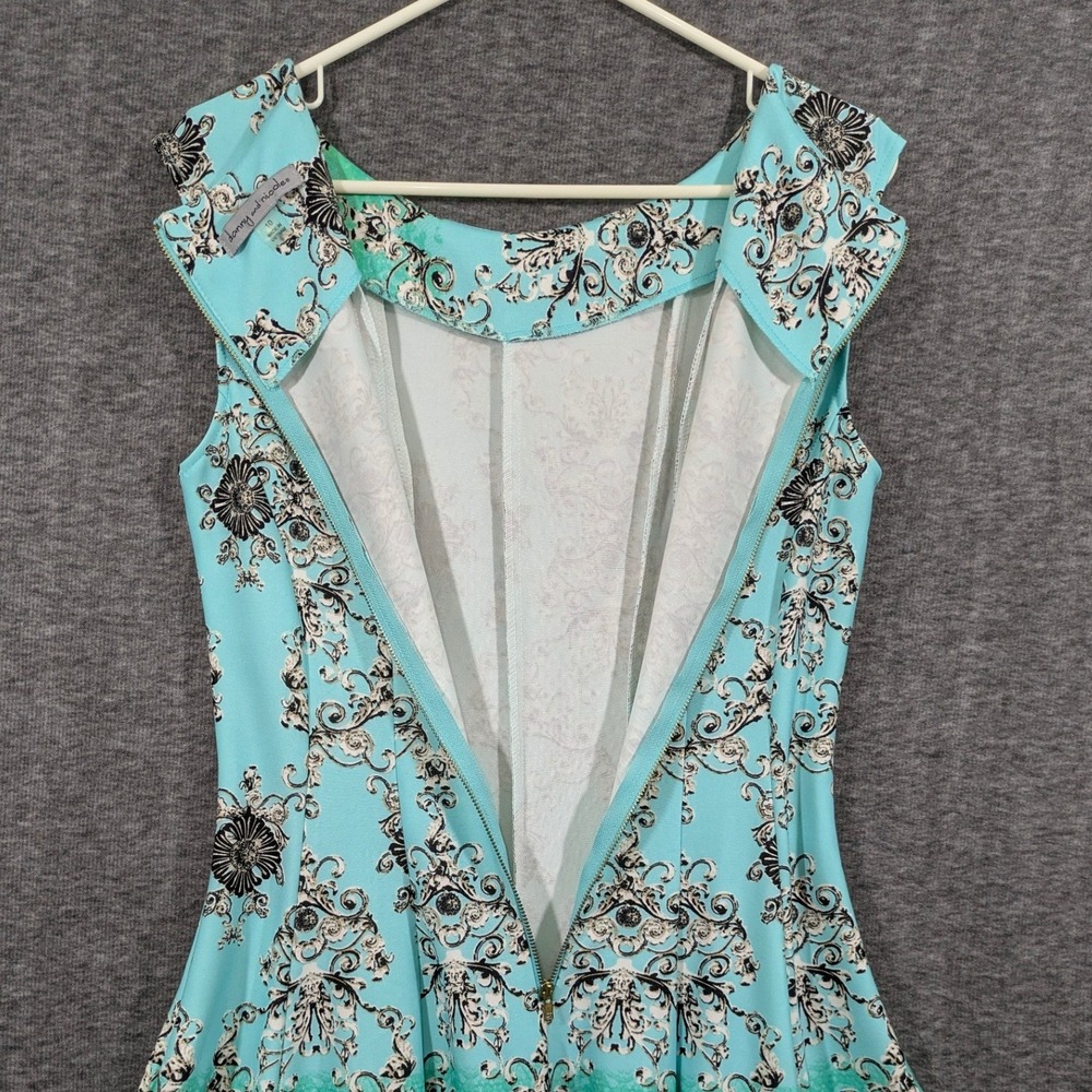 Danny and Nicole Blue Ombre Paisley Sleeveless Fit Flare Dress Size 10 - Picture 4 of 10